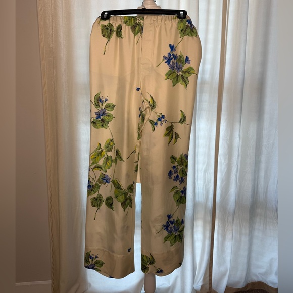 Prada Cream and Blue Floral Pants Relaxed Fit - Picture 1 of 2